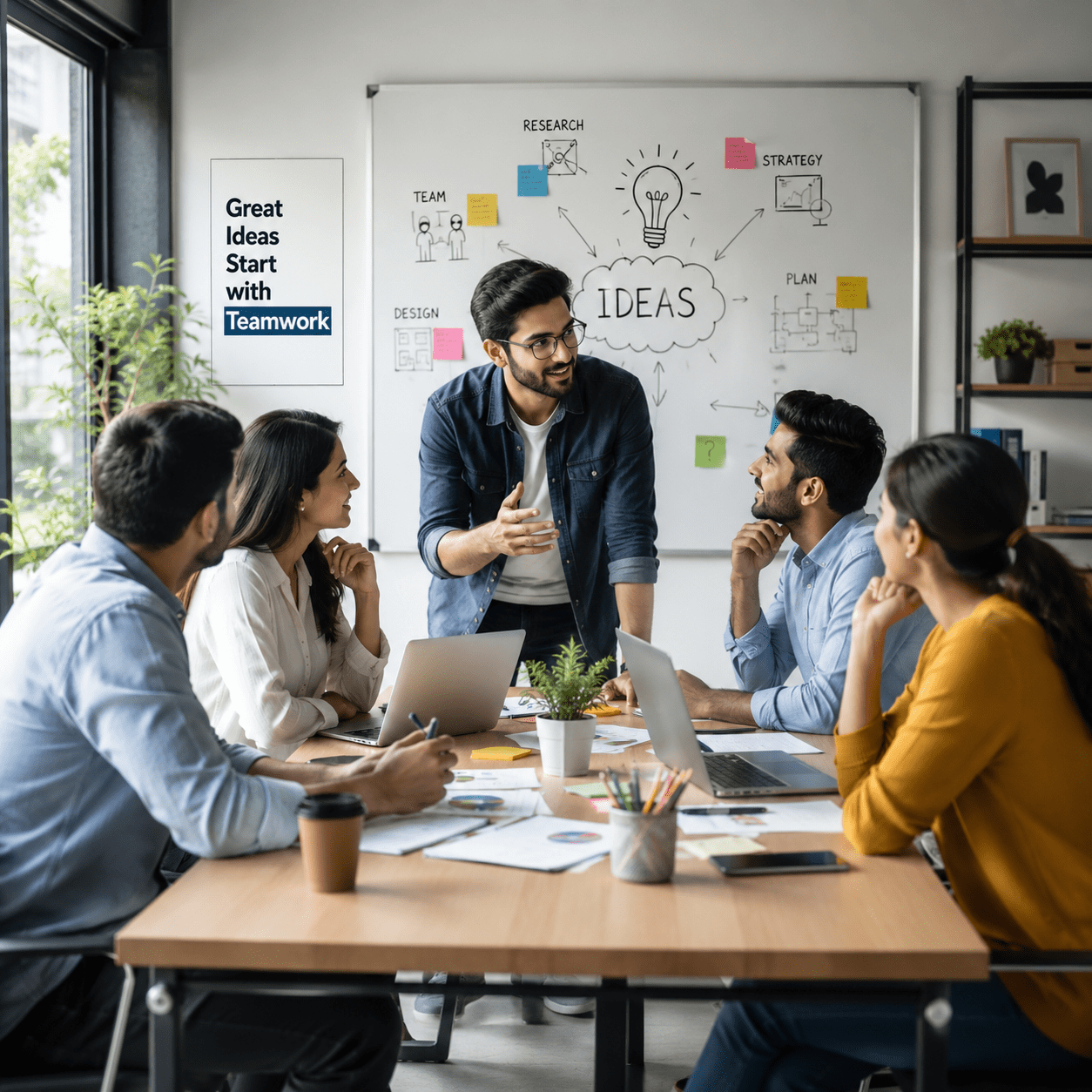 Team in office meeting